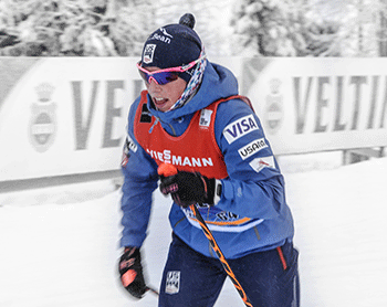 Kikkan Randall skiing