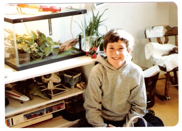 Dan Goldman at age 12, in front of his pet lizard’s cage. Today, this Georgia Tech physicist still loves watching the way animals move. Credit: Frances Goldman