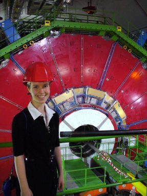 Erika DeBenedictis visits the particle accelerator at the European Laboratory for Particle Physics, outside Geneva, Switzerland. Credit: Erika DeBenedictis