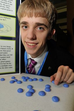 Adam Kalinich, 17, demonstrated a game called Nim at the 2012 Intel Science Talent Search.