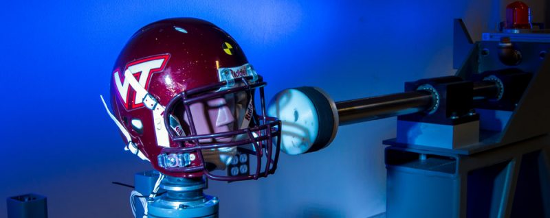 Scientists are studying the brain and helmets to better understand and prevent concussions. Researchers at Virginia Tech use this device to test how well helmets protect heads. Credit: Courtesy of Steven Rowson