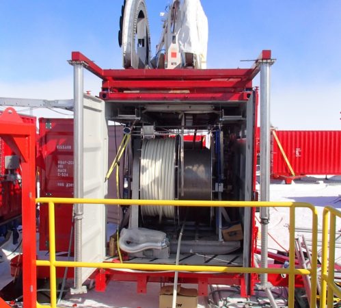 This 1,000-meter hose — spooled onto an enormous and very heavy container — was used as a drill to pierce deeply through Antarctica’s ice. Credit: J. Raloff/Science News for Kids