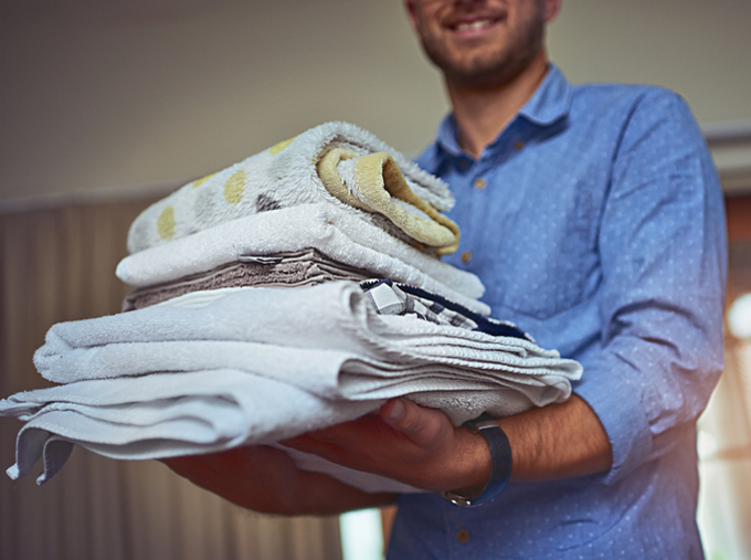 man with towels