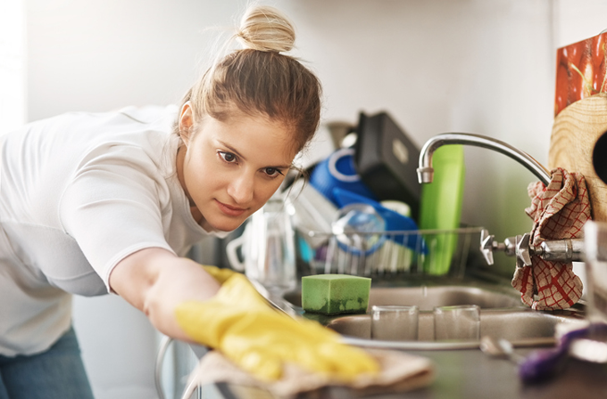 woman cleaning