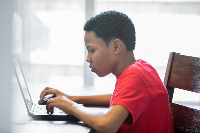 student at computer