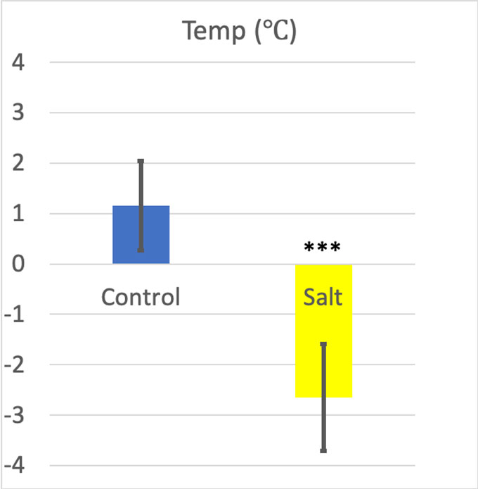 a graph showing differences in ice temperature