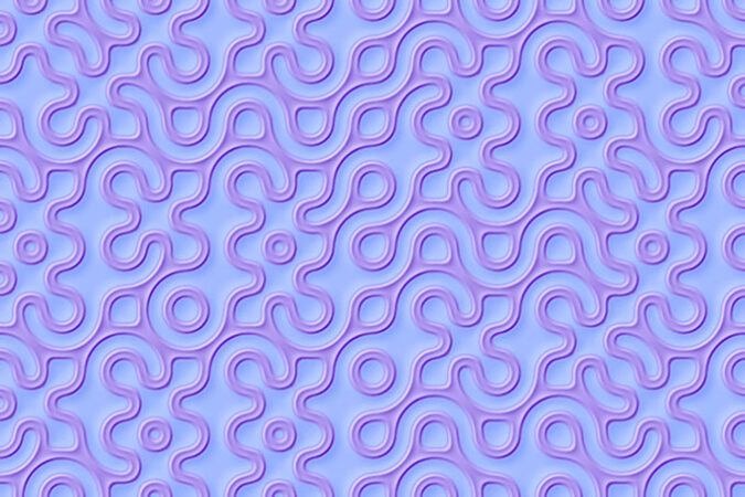 a computer generated art with purple circles and swirls on a light blue background