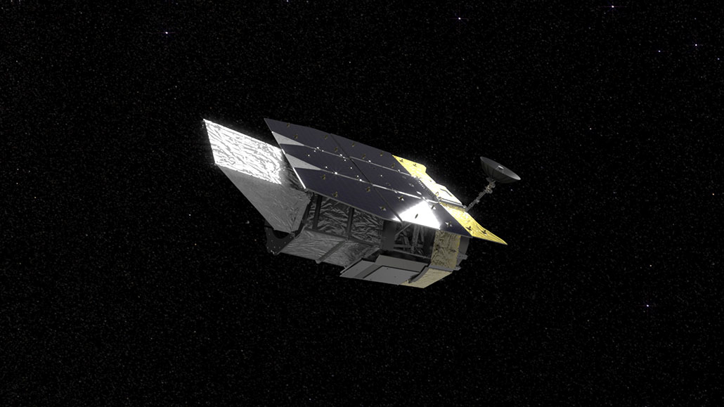 an illustration of a space telescope in space