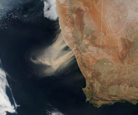 a satelliote image of a dust storm