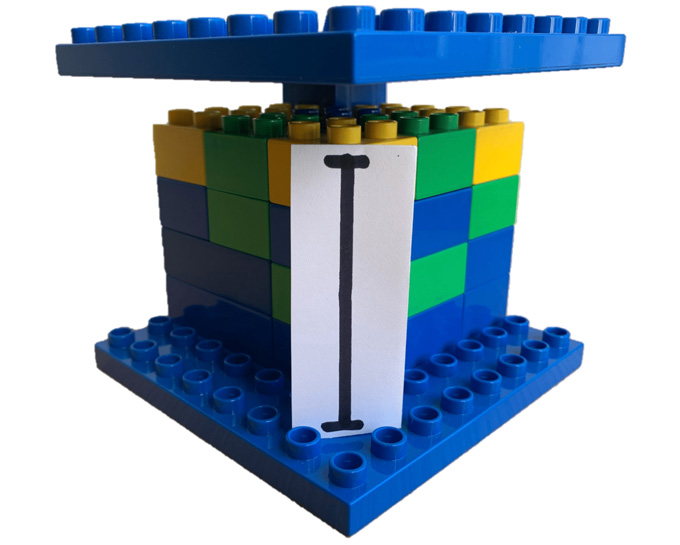 lego block tower with roof