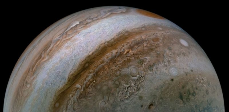 an image of half of Jupiter