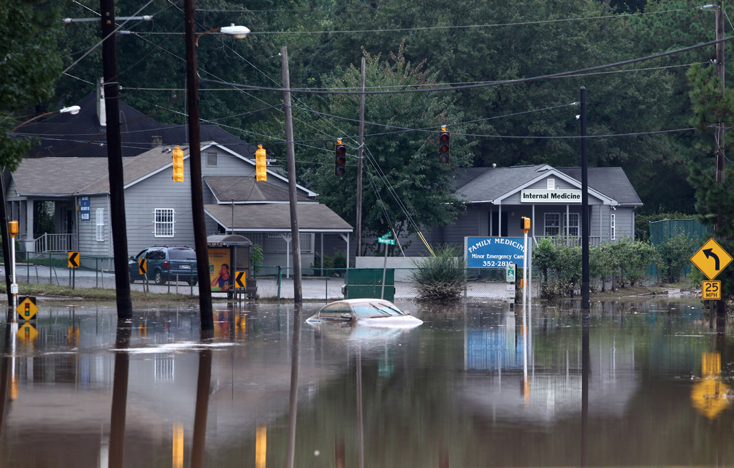 A flooded Atlanta road in September 2009