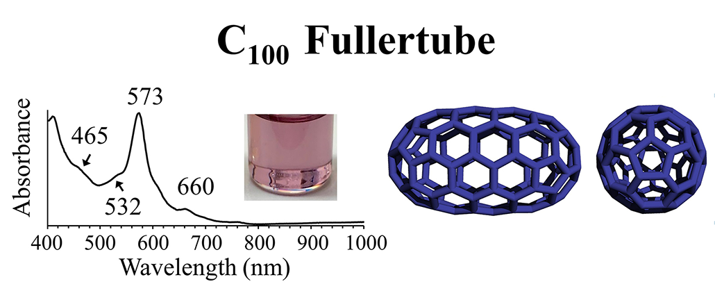 an image showing a spectrograph for a glass cylinder and models of the carbon structure