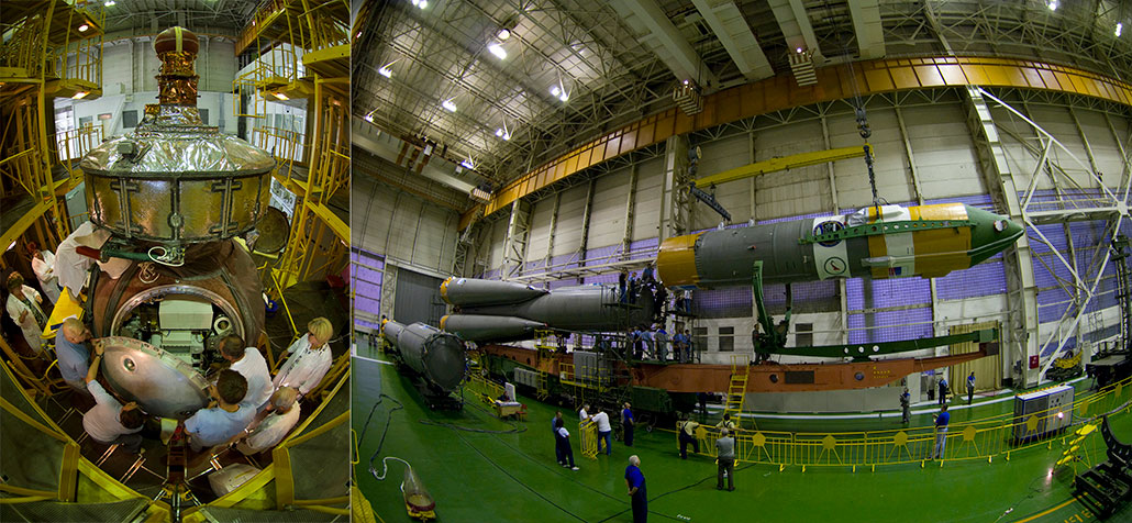 a composit image showing a capsule containing tardigrades to be launched into space and the rocket that carried the capsule