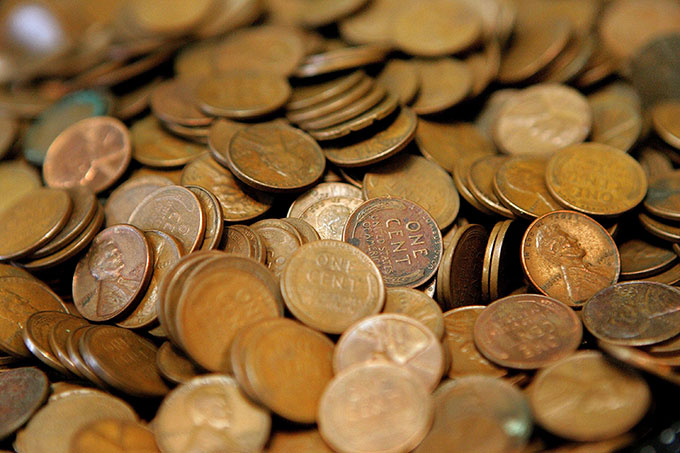 lots of pennies. so many pennies