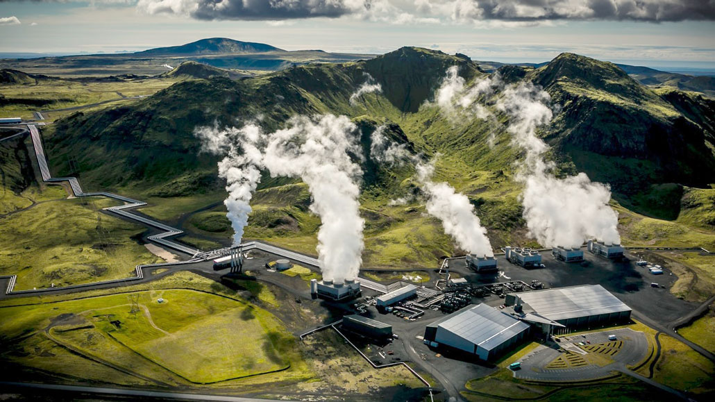 an aerial photo of a geothermal plant in Iceland